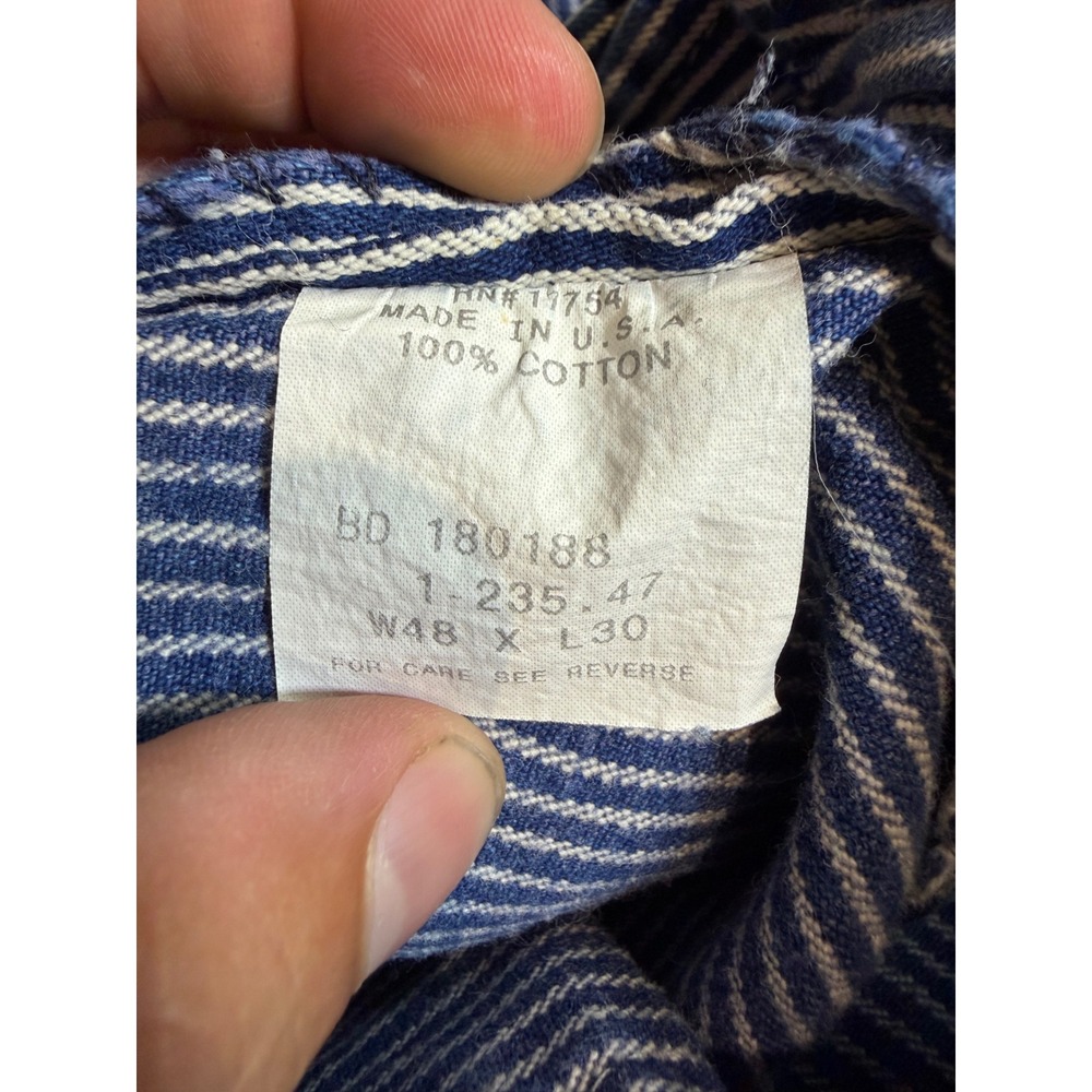 Vintage Key Imperial Hickory Stripe Overalls Mens 48x30 Made in USA stains - Picture 4 of 6